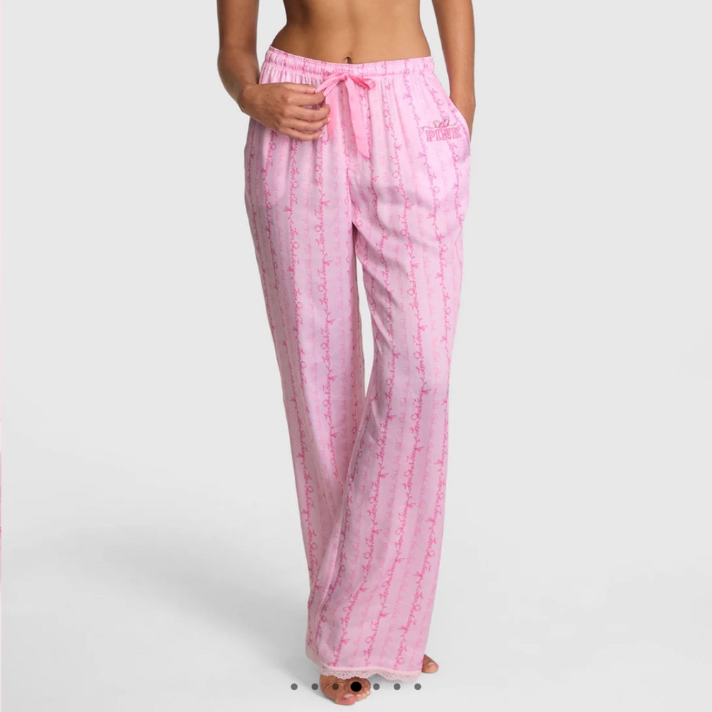 NWT! PINK X LoveShackFancy Silky Sleep Pants, size medium M